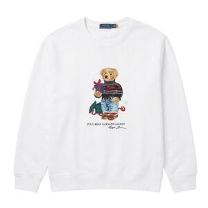 Polo Ralph Lauren Big & Tall Holiday Gift Bear Fleece Sweatshirt White XXL